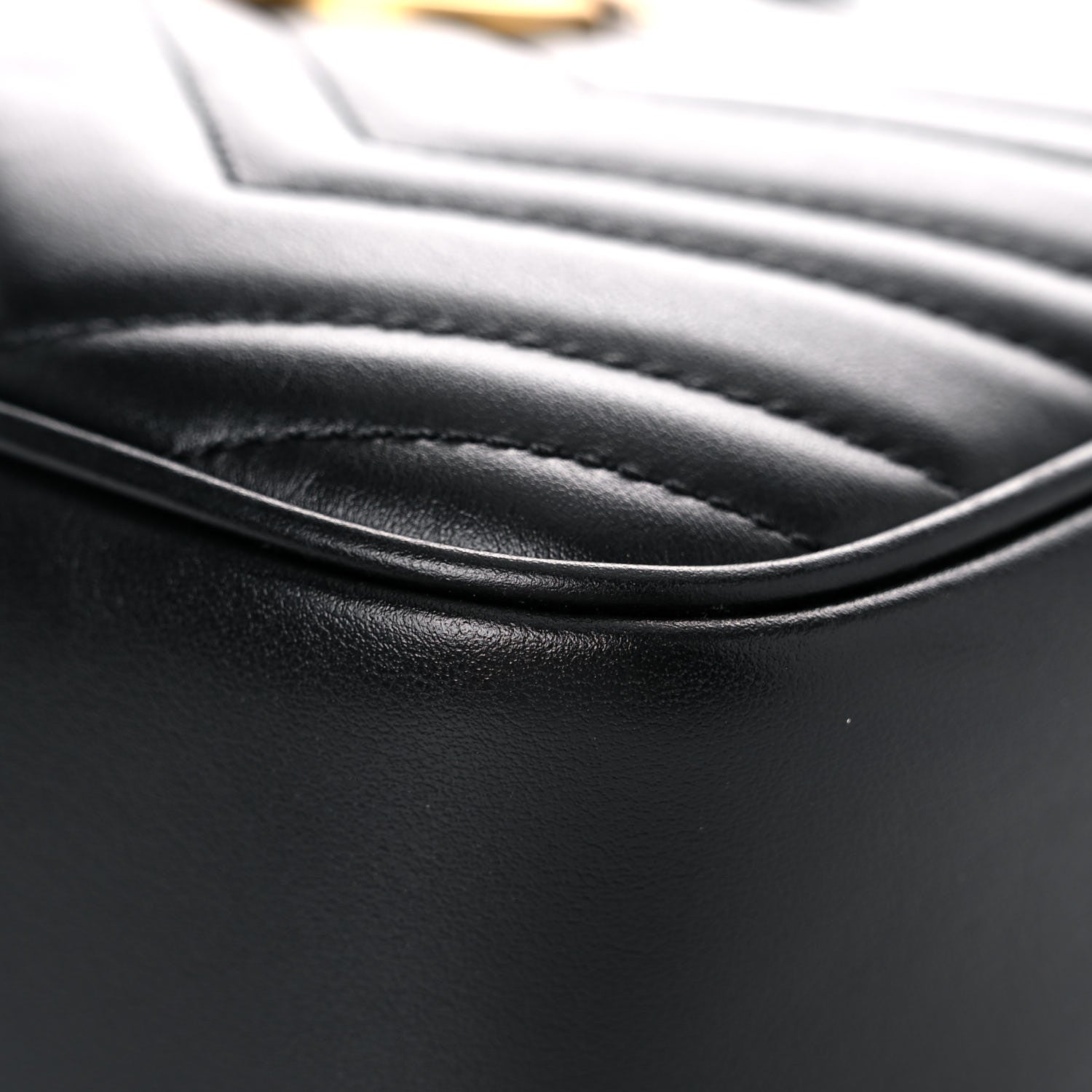 Gucci Calfskin Matelasse Small GG Marmont Chain Shoulder Bag Black 10 of 14