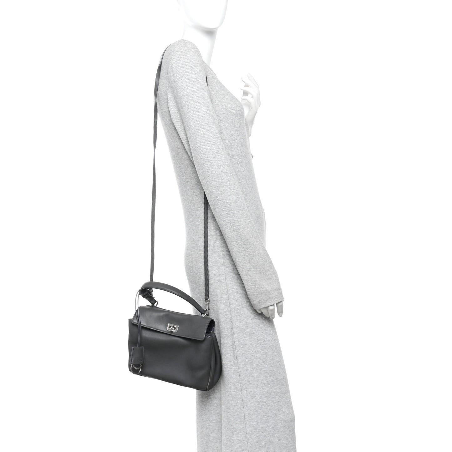 Natural Smooth Calfskin Mini Rodeo Top Handle Handbag Grey