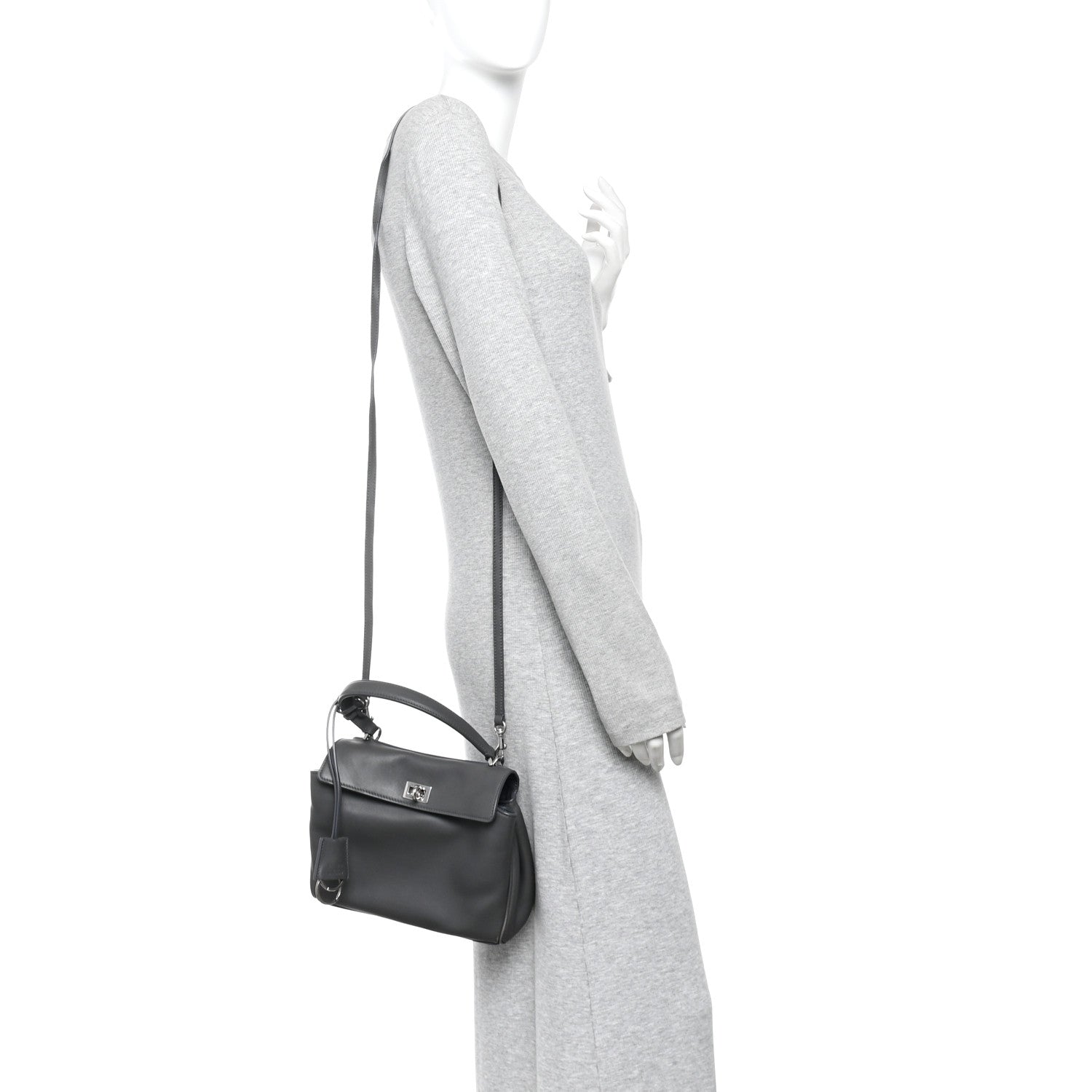 Balenciaga Natural Smooth Calfskin Mini Rodeo Top Handle Handbag Grey 2 of 11