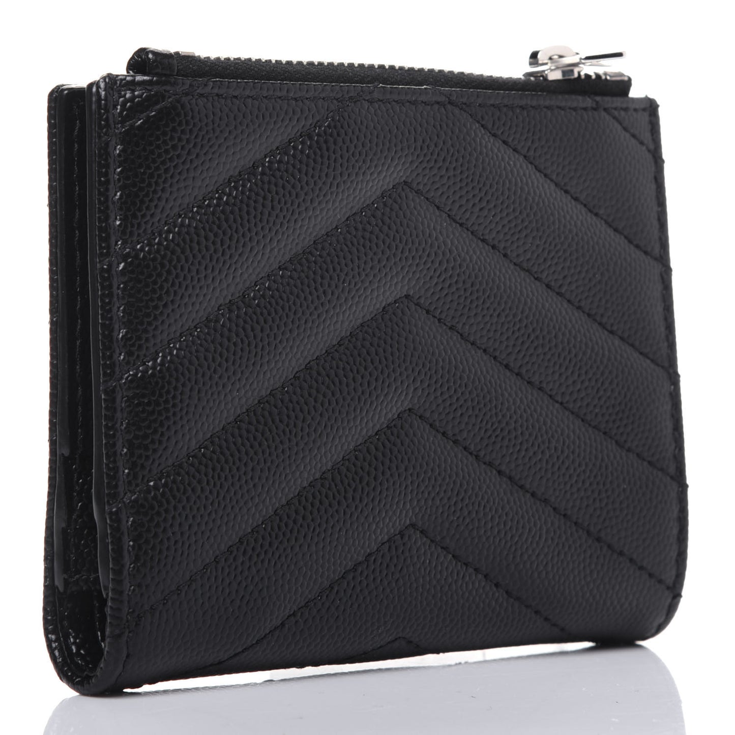 Grain De Poudre Matelasse Chevron Monogram Zipped Card Case Black