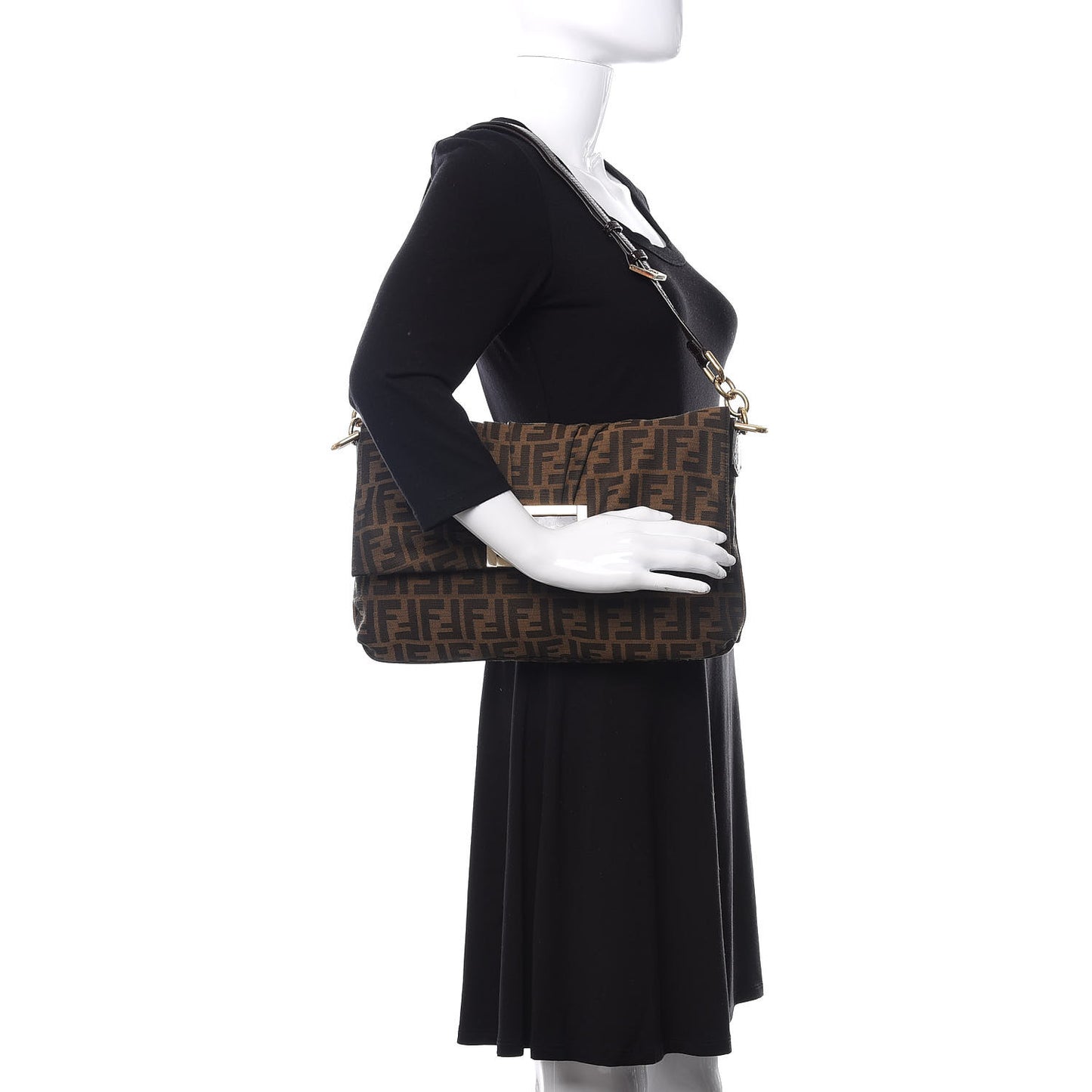 Zucca Patent Large Mia Shoulder Flap Tobacco