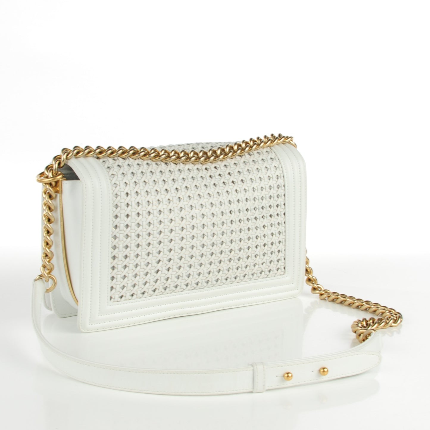 Sheepskin Braided New Medium Boy Reverso Flap White