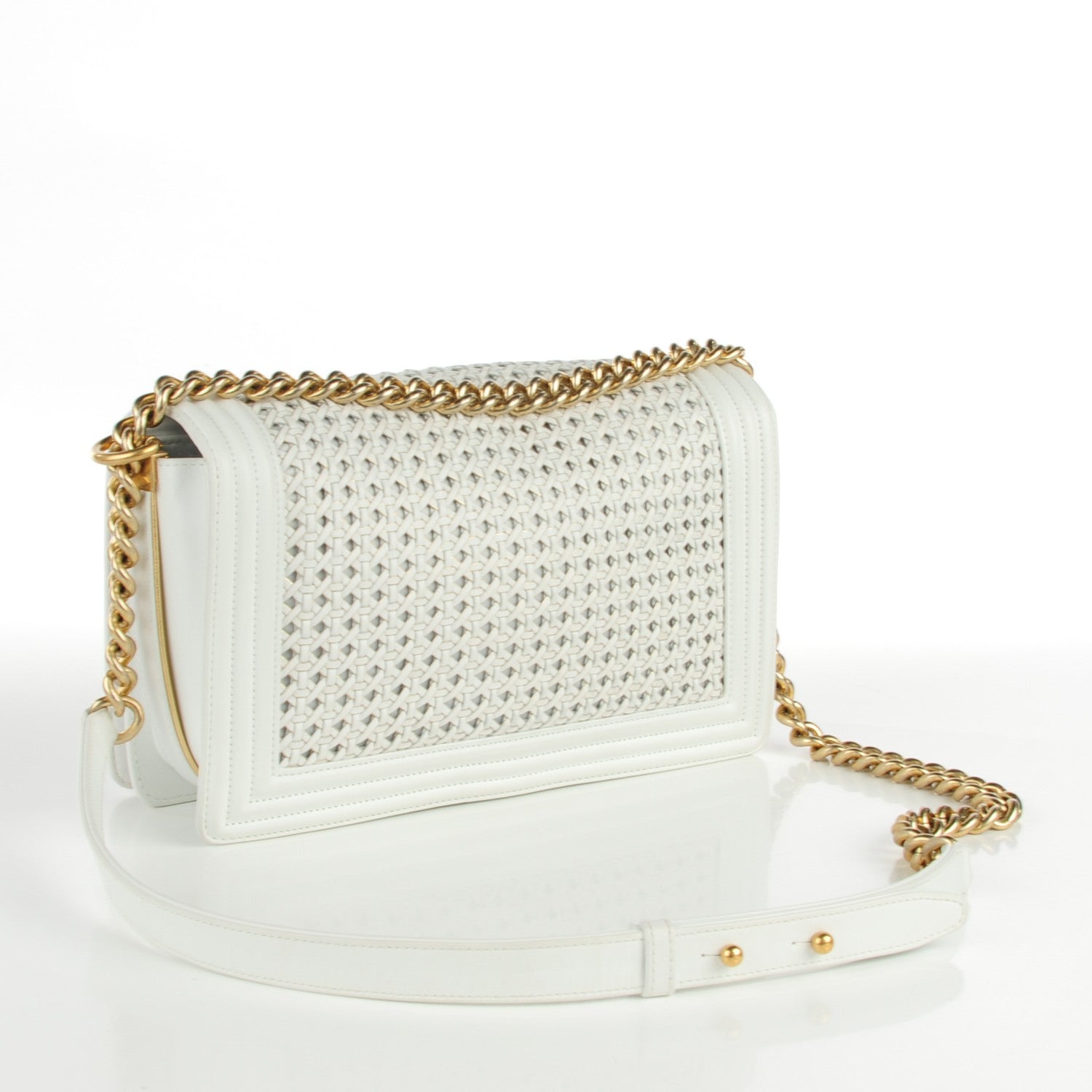 Chanel Sheepskin Braided New Medium Boy Reverso Flap White 3 of 8