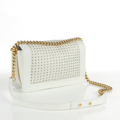 Chanel Sheepskin Braided New Medium Boy Reverso Flap White 3 of 8