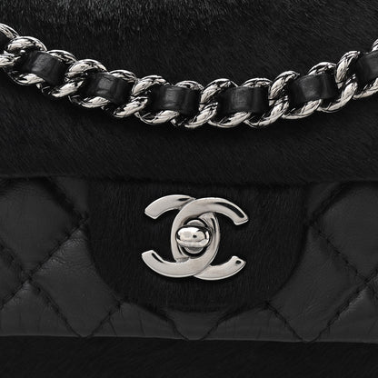 Chanel Aged Calfskin Miss Pony Fur Medium Flap Black 9 of 10