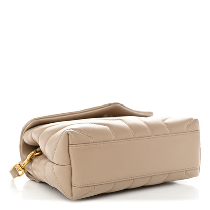 Saint Laurent Calfskin Y Quilted Monogram Toy Loulou Crossbody Bag Dark Beige 4 of 10