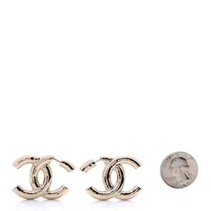 Chanel Metal Large CC Earrings Light Gold 2 of 4