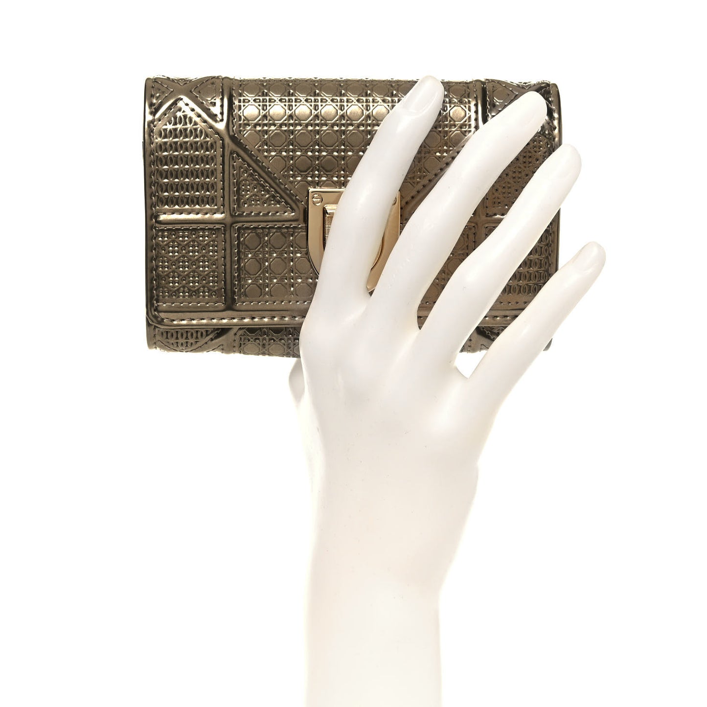 Metallic Patent Micro-Cannage Diorama Elancee Wallet Gold