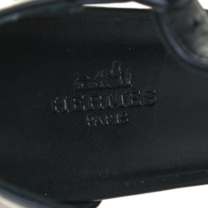 Hermes Calfskin Doll 60 Espadrille Wedge Sandals 37 Black 10 of 10