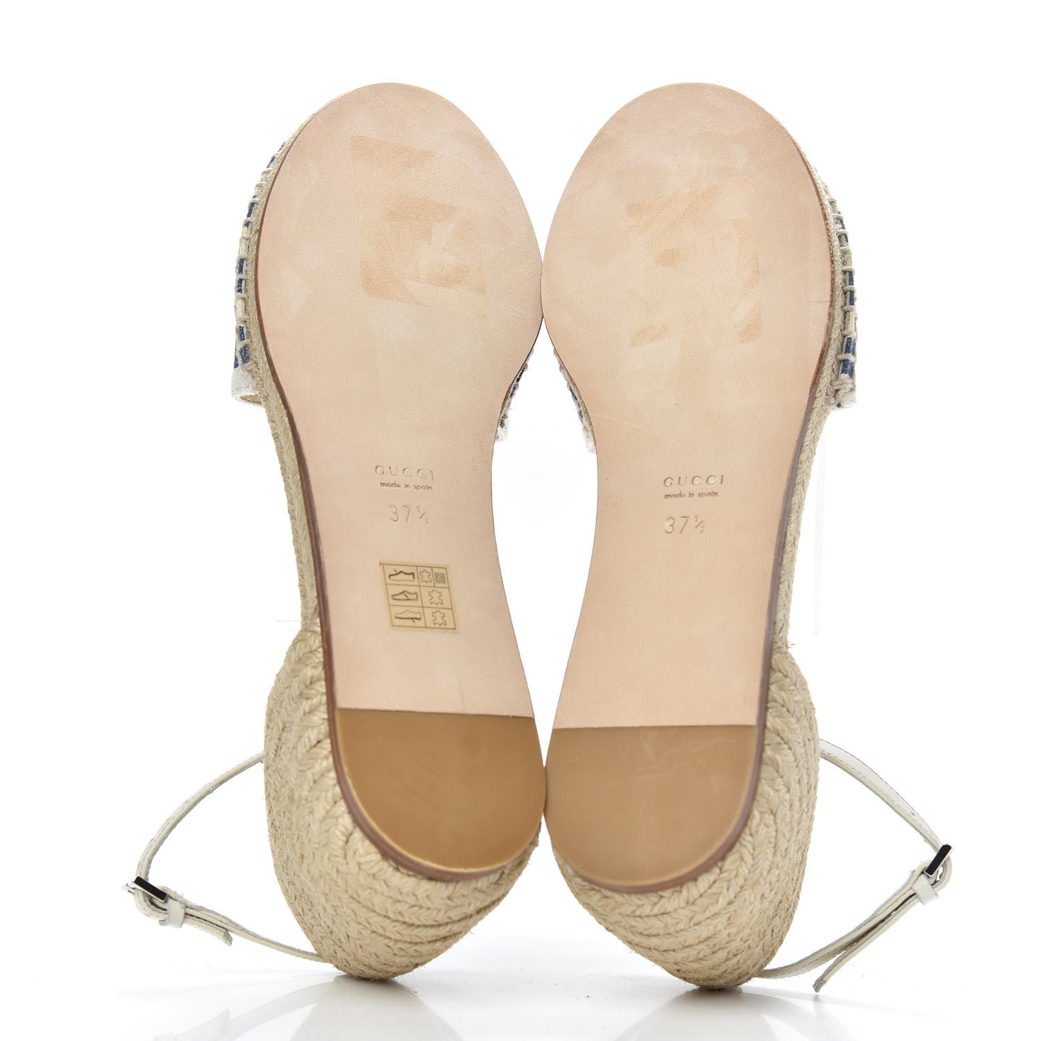 Gucci Canvas Striped Espadrilles 37.5 Blue White 5 of 8