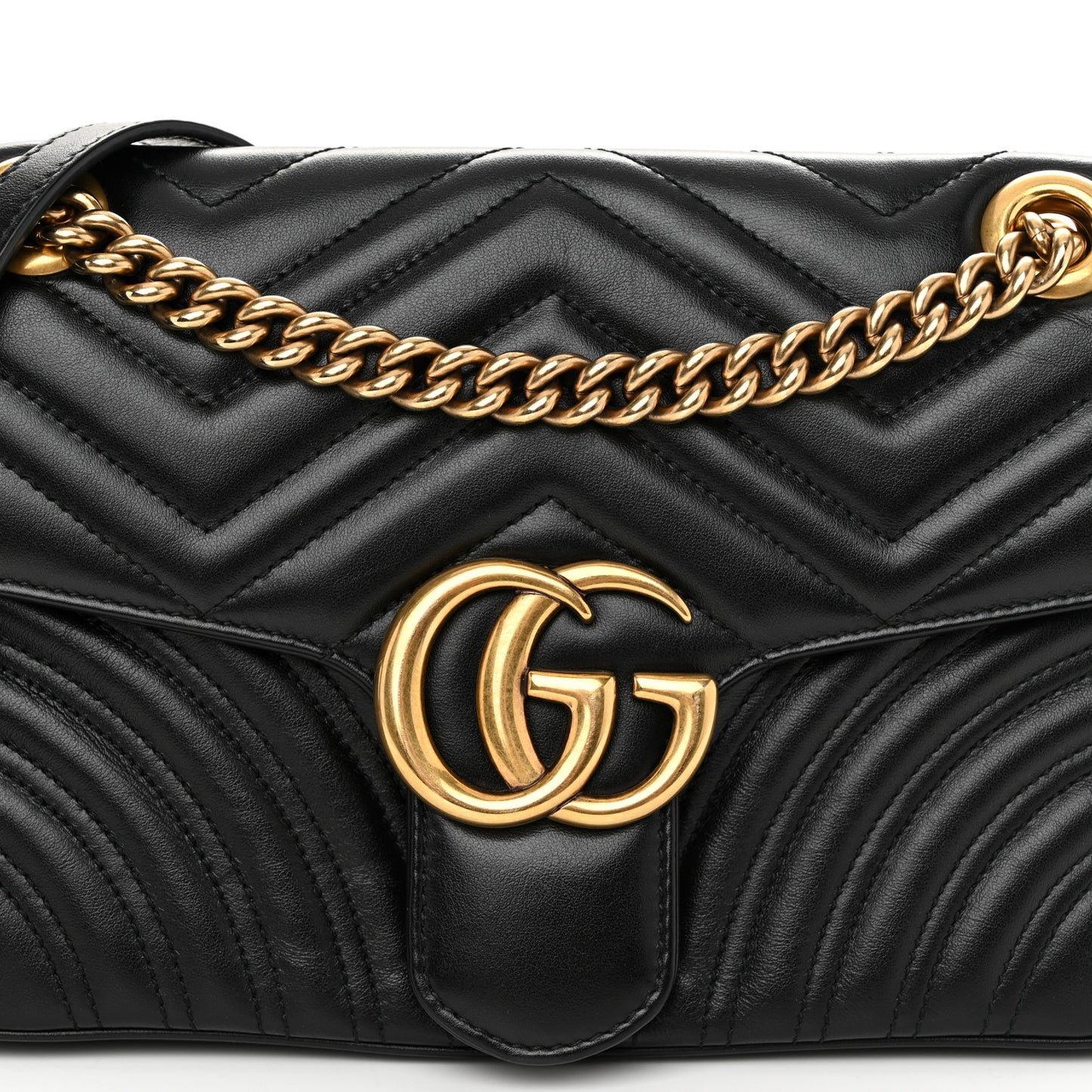 Calfskin Matelasse Small GG Marmont Shoulder Bag Black