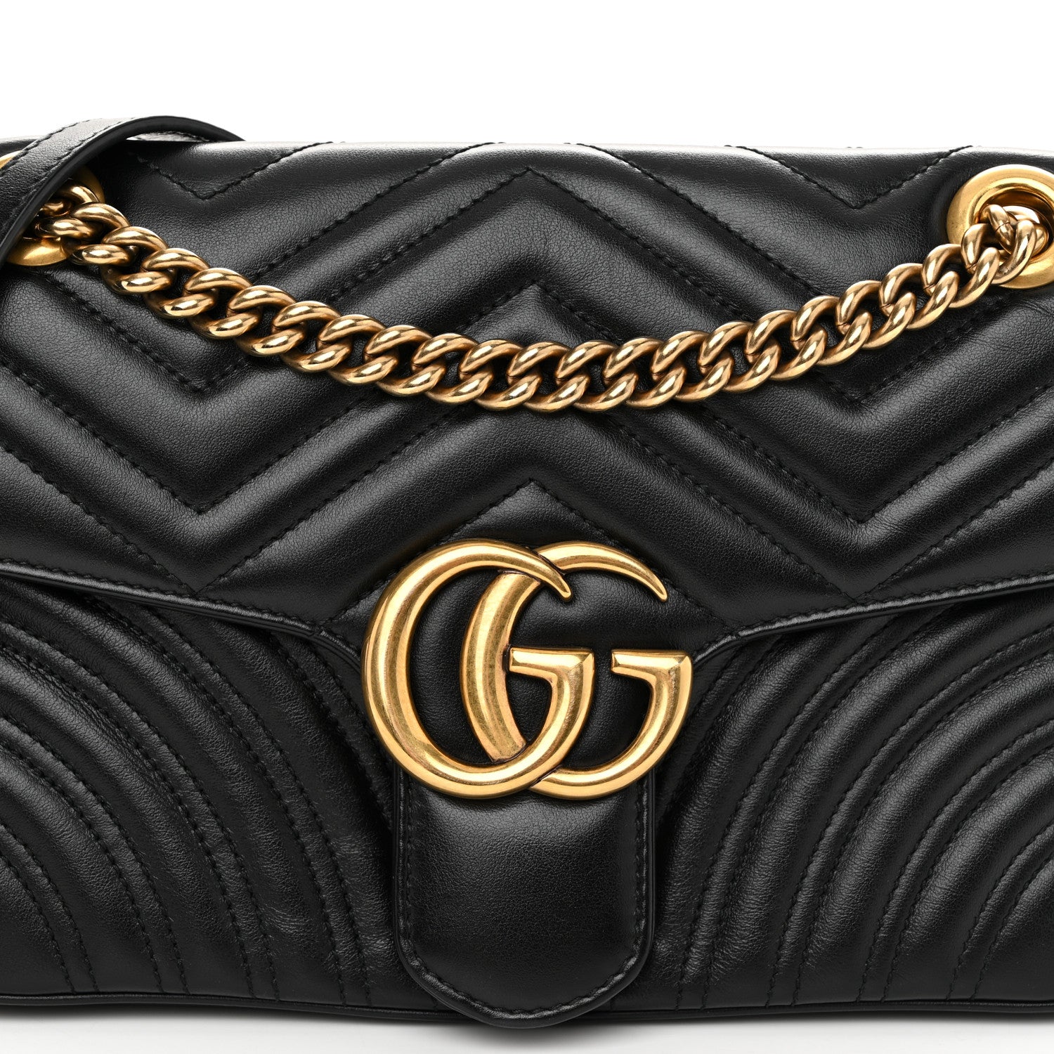 Gucci Calfskin Matelasse Small GG Marmont Shoulder Bag Black 8 of 10