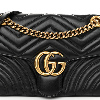 Gucci Calfskin Matelasse Small GG Marmont Shoulder Bag Black 8 of 10