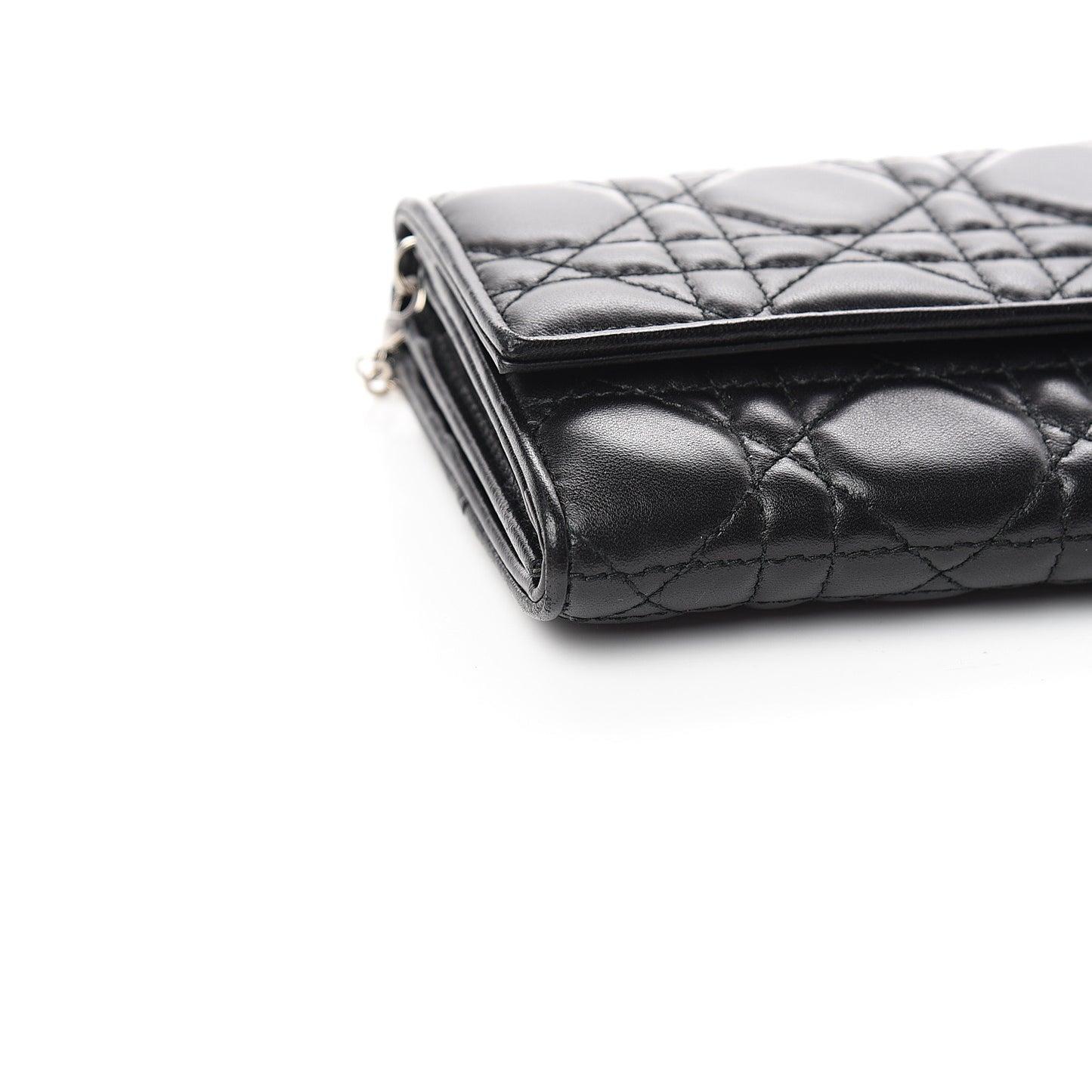 Lambskin Cannage Lady Dior Rendezvous Wallet On Chain Black