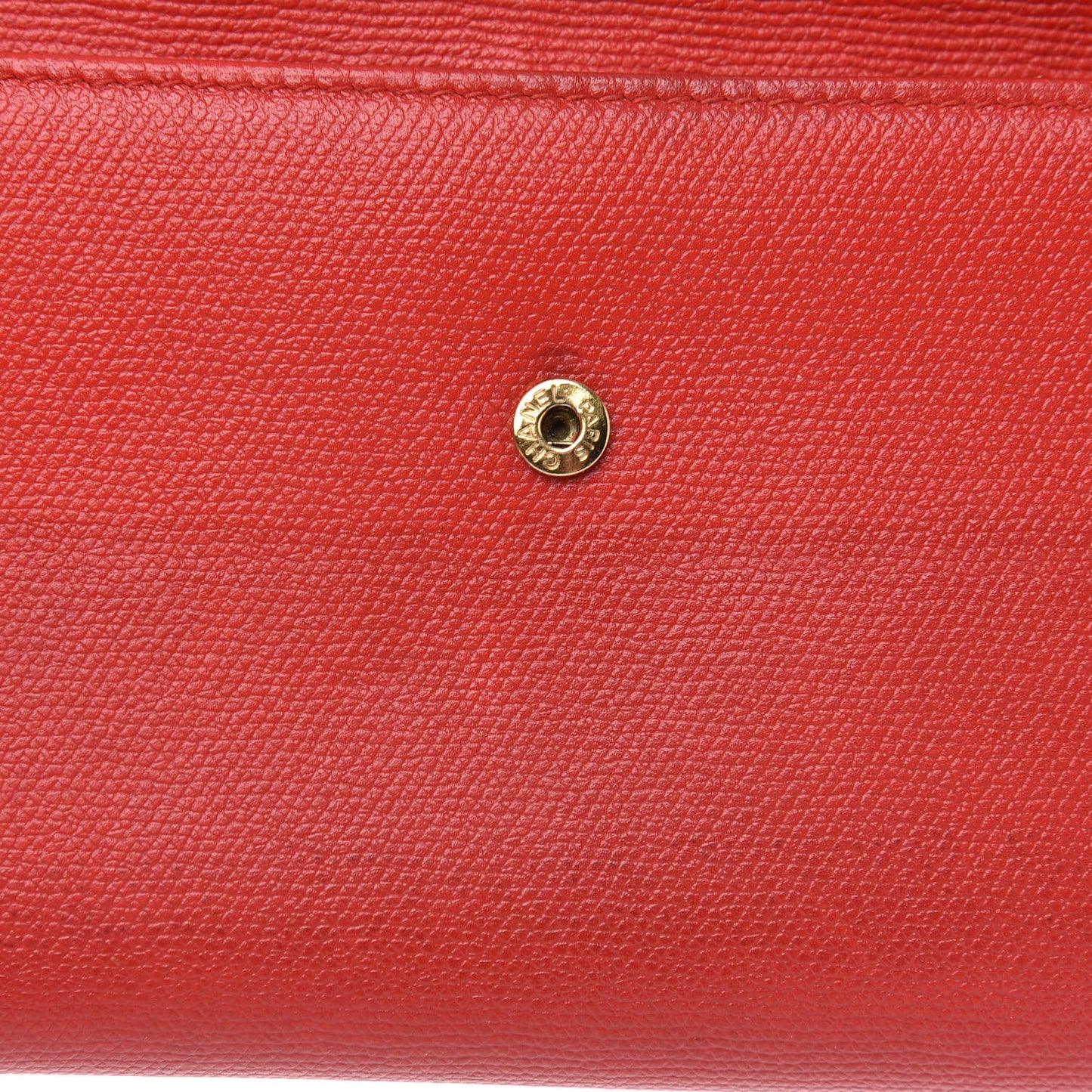 Grained Calfskin CC Button Long Wallet Red
