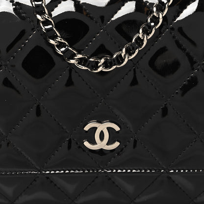 Chanel Patent Quilted Wallet On Chain WOC Black 9 of 12