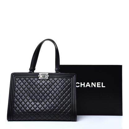 Chanel Calfskin Quilted Boy Shopping Tote Black 10 of 10