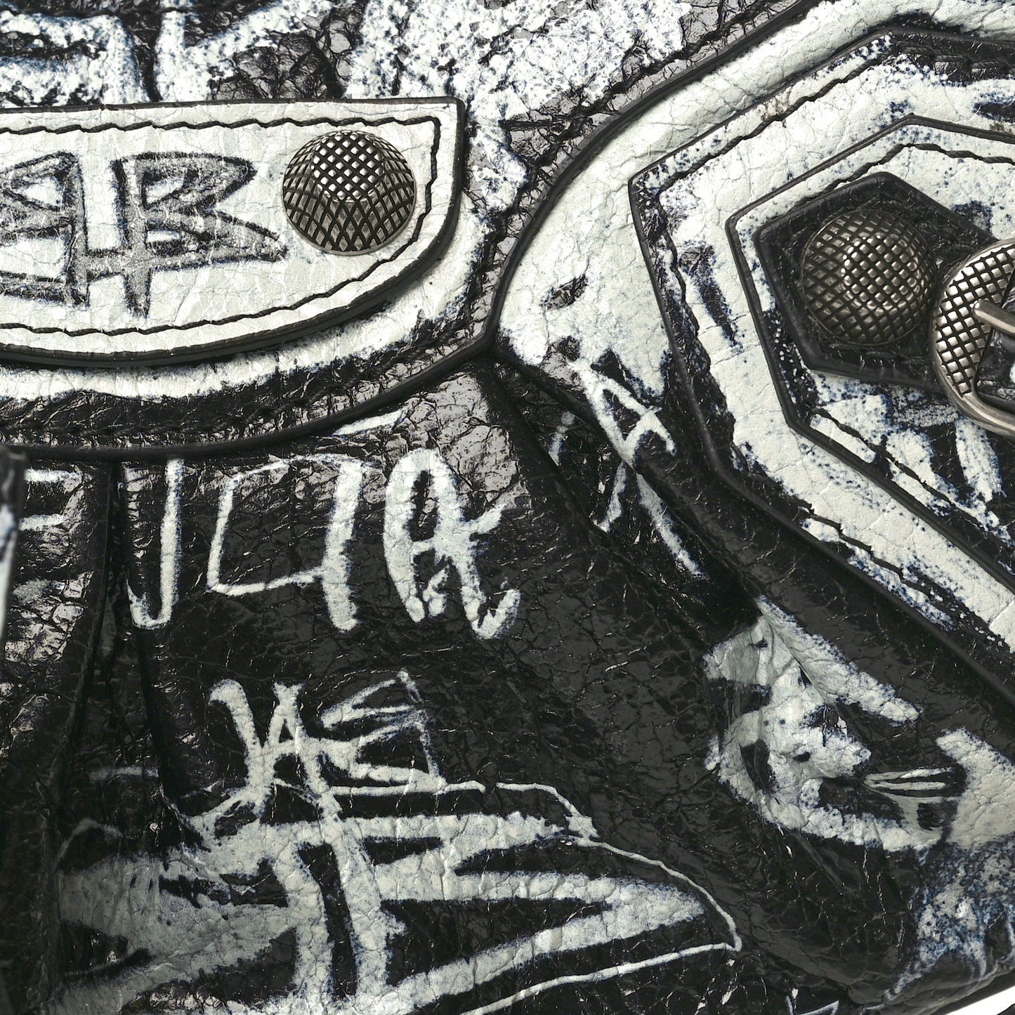 Agneau Arena Graffiti Le Cagole Shoulder Bag XS Black