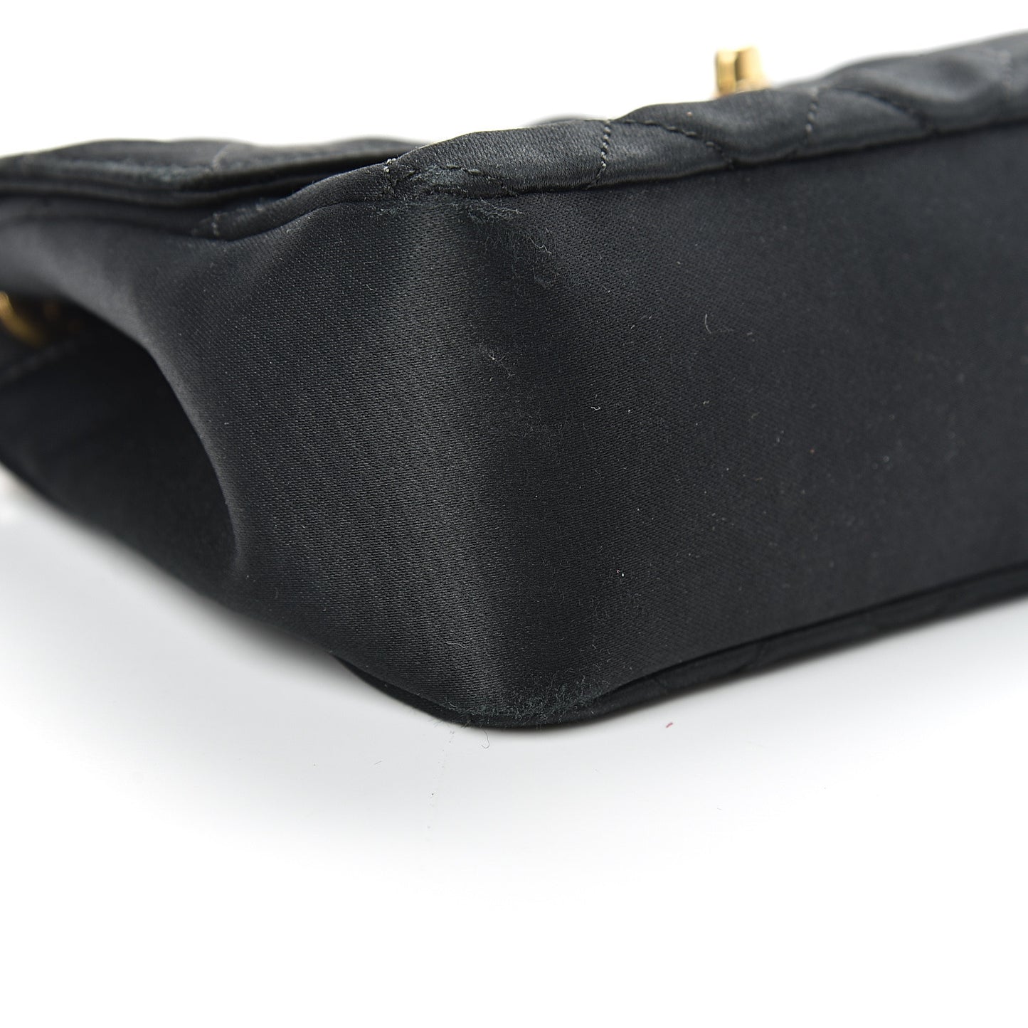 Satin Quilted Extra Mini Rectangular Flap Black