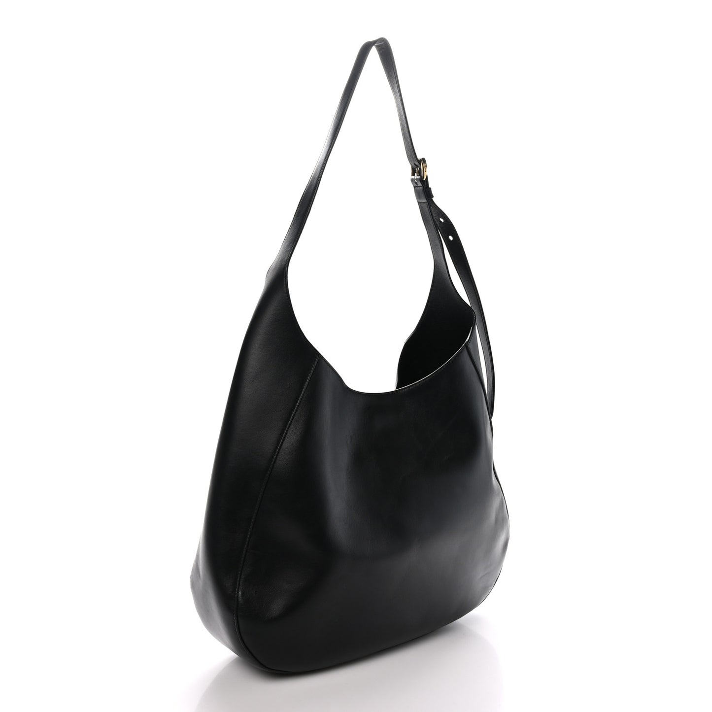 City Calfskin Triangle Large Hobo Shoulder Bag Black