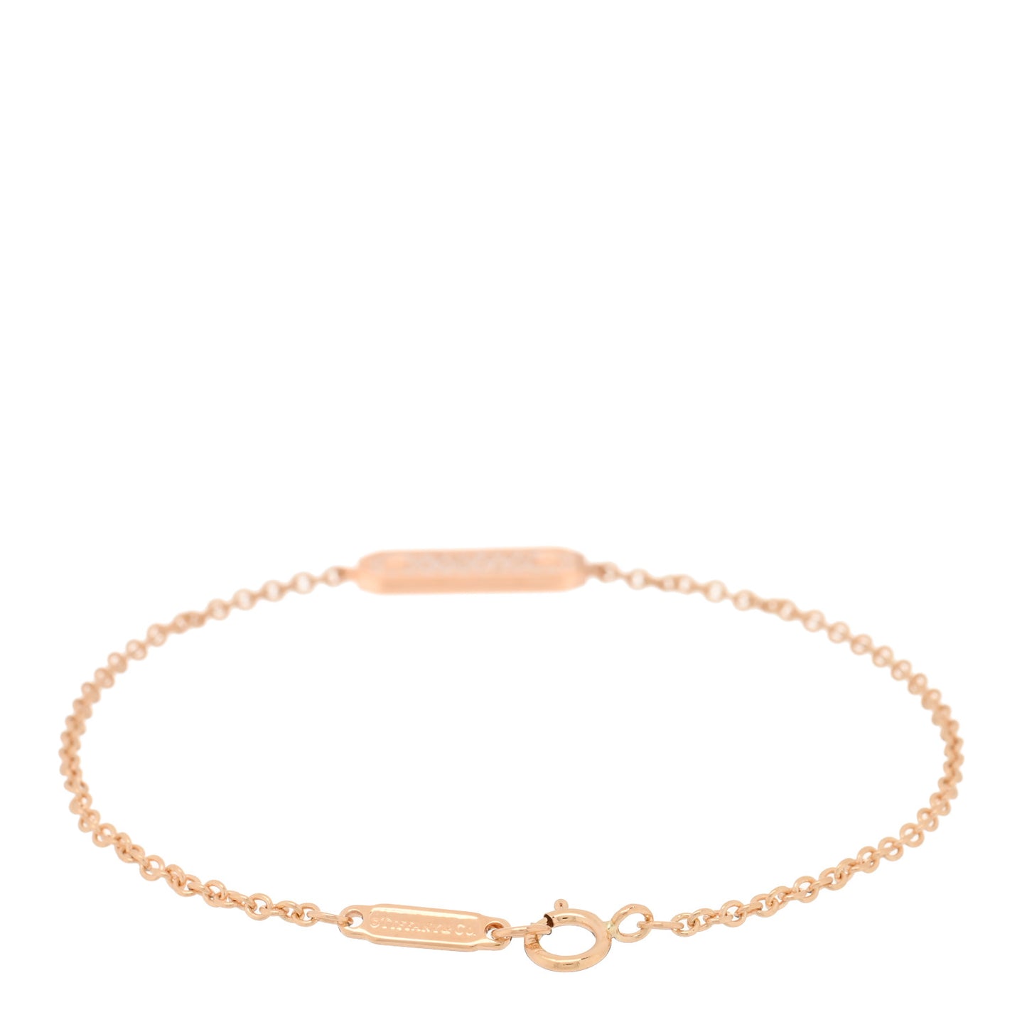 18K Rose Gold Diamond Tag Chain Bracelet