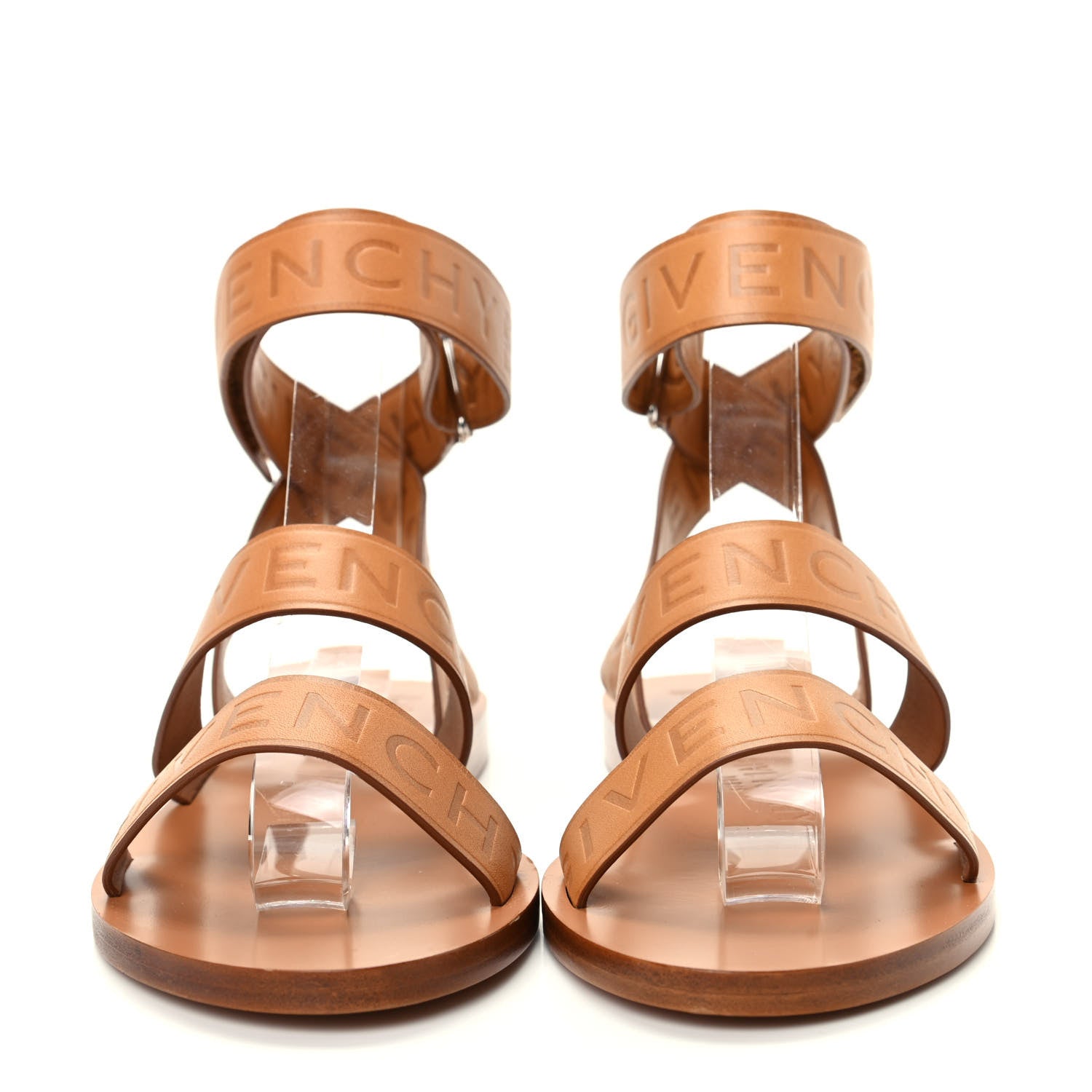 Givenchy Calfskin Logo Ankle Strap Sandals 36 Brown 2 of 10