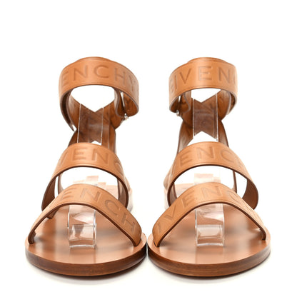 Givenchy Calfskin Logo Ankle Strap Sandals 36 Brown 2 of 10