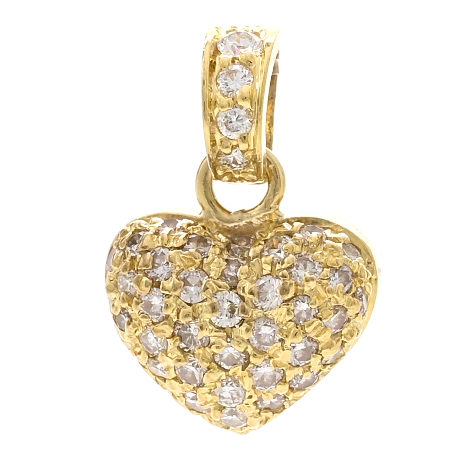 Roberto Coin 18K Yellow Gold Diamond Tiny Treasures Puffed Heart Pendant 1 of 3