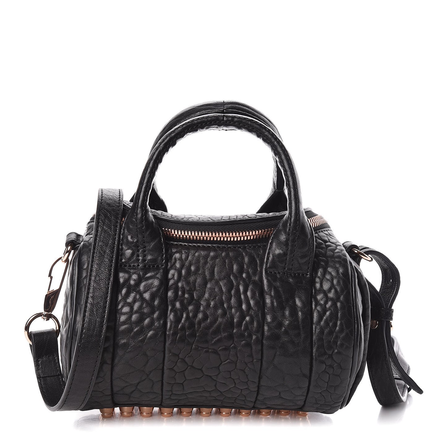 Pebbled Lambskin Mini Rockie Black Rose Gold Hardware