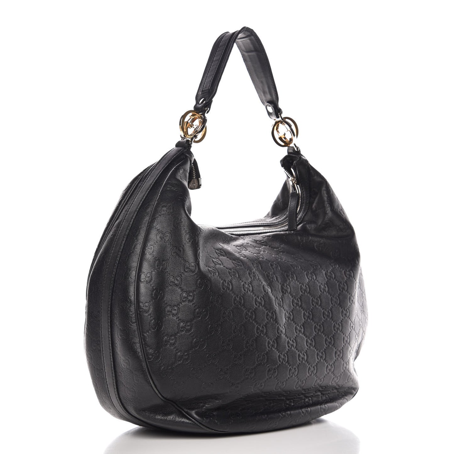 Guccissima Large GG Twins Hobo Black