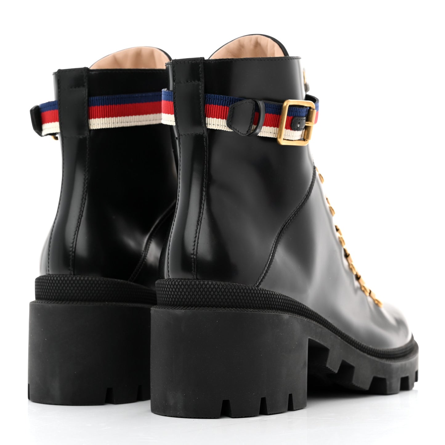 Calfskin Womens Sylvie Web Lace Up Combat Boots 41 Black