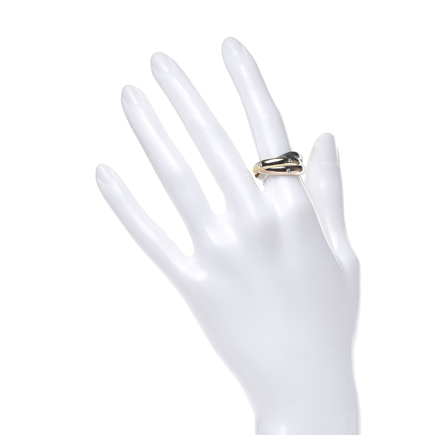 Cartier 18K Pink Yellow White Gold Diamond Trinity Ring 53 6.25 2 of 7