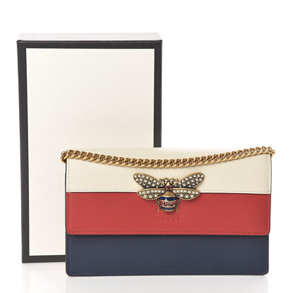 Gucci Calfskin Queen Margaret Chain Wallet Blue Agata Hibiscus Red Mystic White 8 of 8