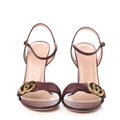 Gucci Lifford Calfskin GG Marmont Ankle Wrap 105mm Sandals 36.5 Vintage Bordeaux 2 of 8
