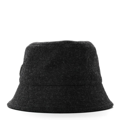 Prada Authentic Loden Wool Metal Triangle Logo Bucket Hat M Anthracite 4 of 8