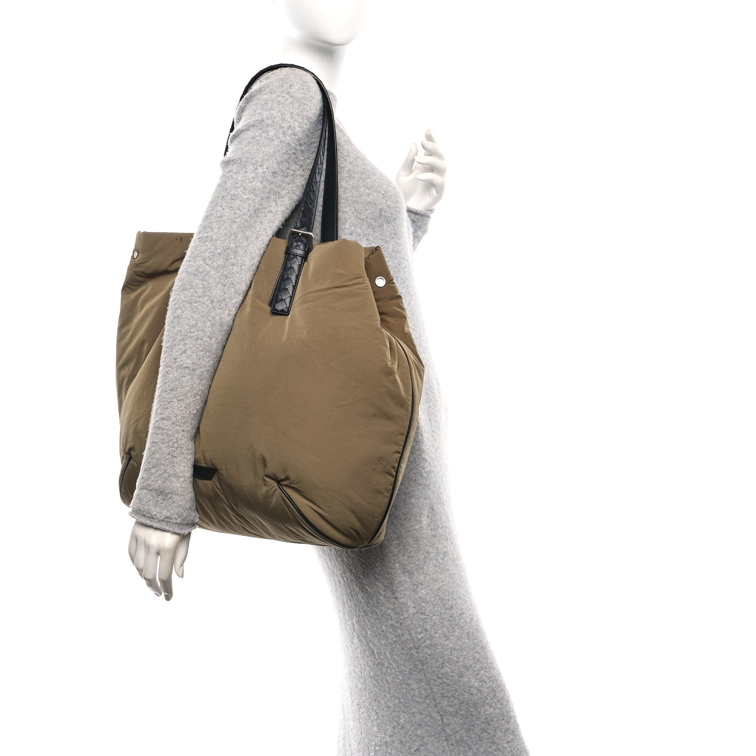 Bottega Veneta Nylon Crossroad Buckle Tote Mud 2 of 11