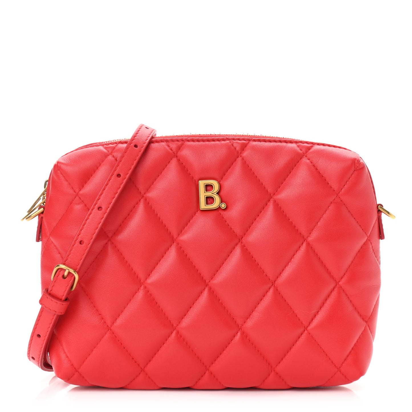 Nappa Calfskin Quilted Touch B Camera Shoulder Bag Bright Red