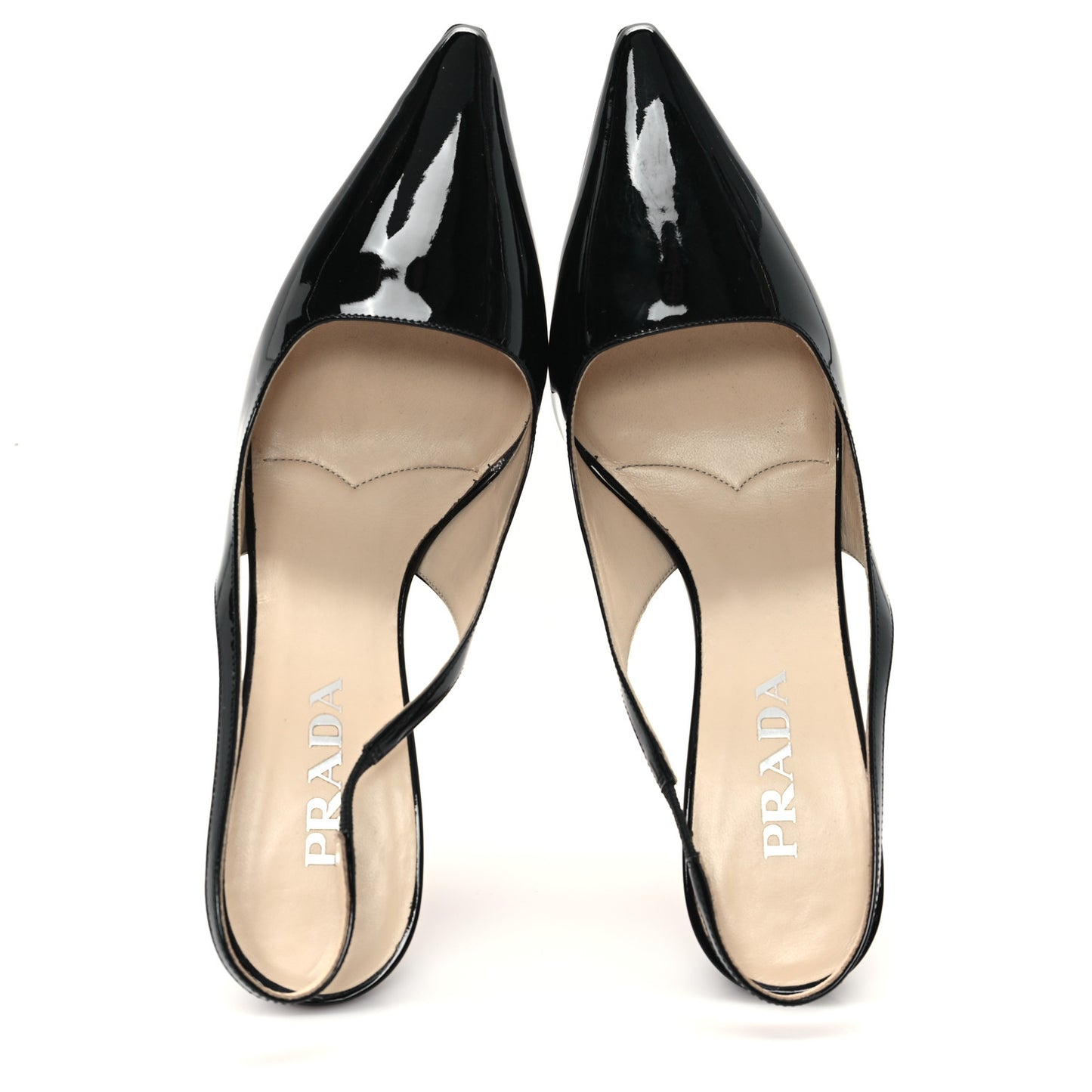 Vernice Triangle Logo Pointed Toe Slingback Pumps 40 Black