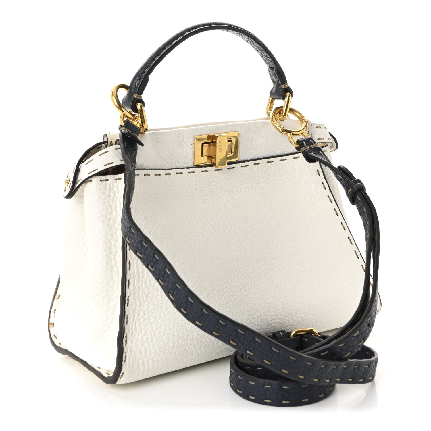 Fendi Cuoio Romano Selleria Tri-color Mini Peekaboo Iconic Satchel