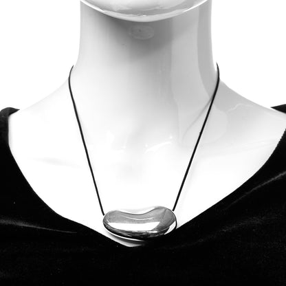 Tiffany Sterling Silver 50mm Elsa Peretti Bean Pendant Cord Necklace 2 of 5