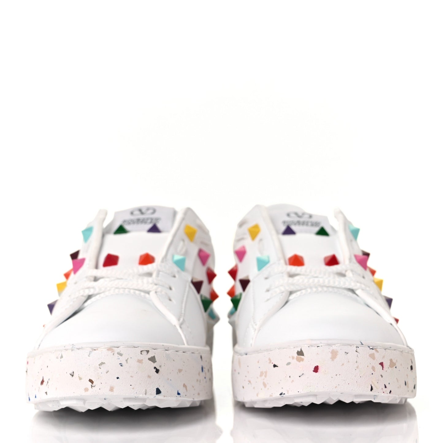 Vegan Leather Womens Rockstud Open for a Change Sneakers 36 White Multicolor