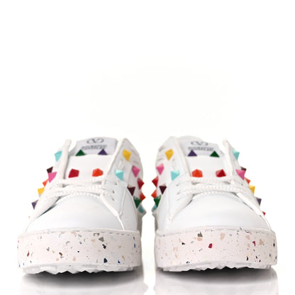 Valentino Garavani Vegan Leather Womens Rockstud Open for a Change Sneakers 36 White Multicolor 2 of 9