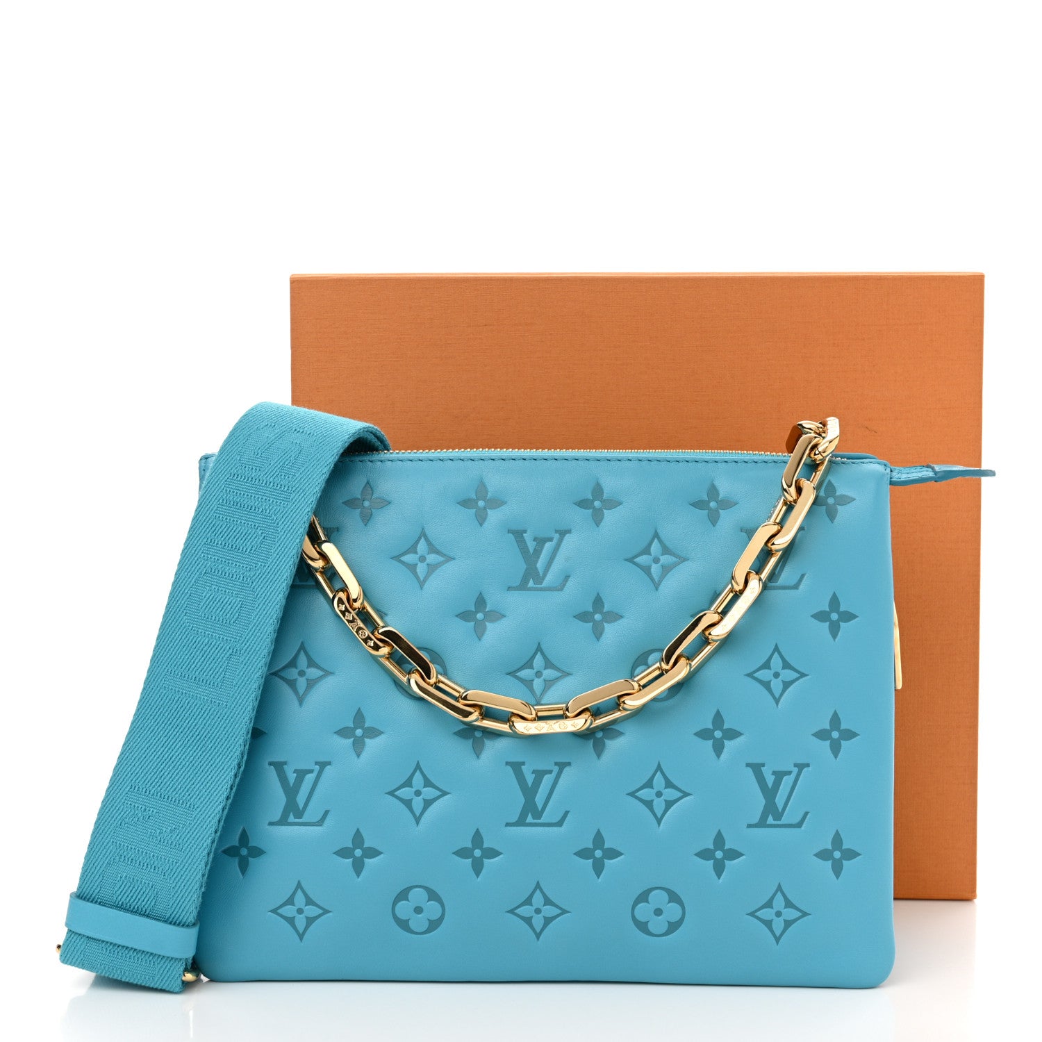 Louis Vuitton Lambskin Embossed Monogram Coussin PM Turquoise 11 of 11