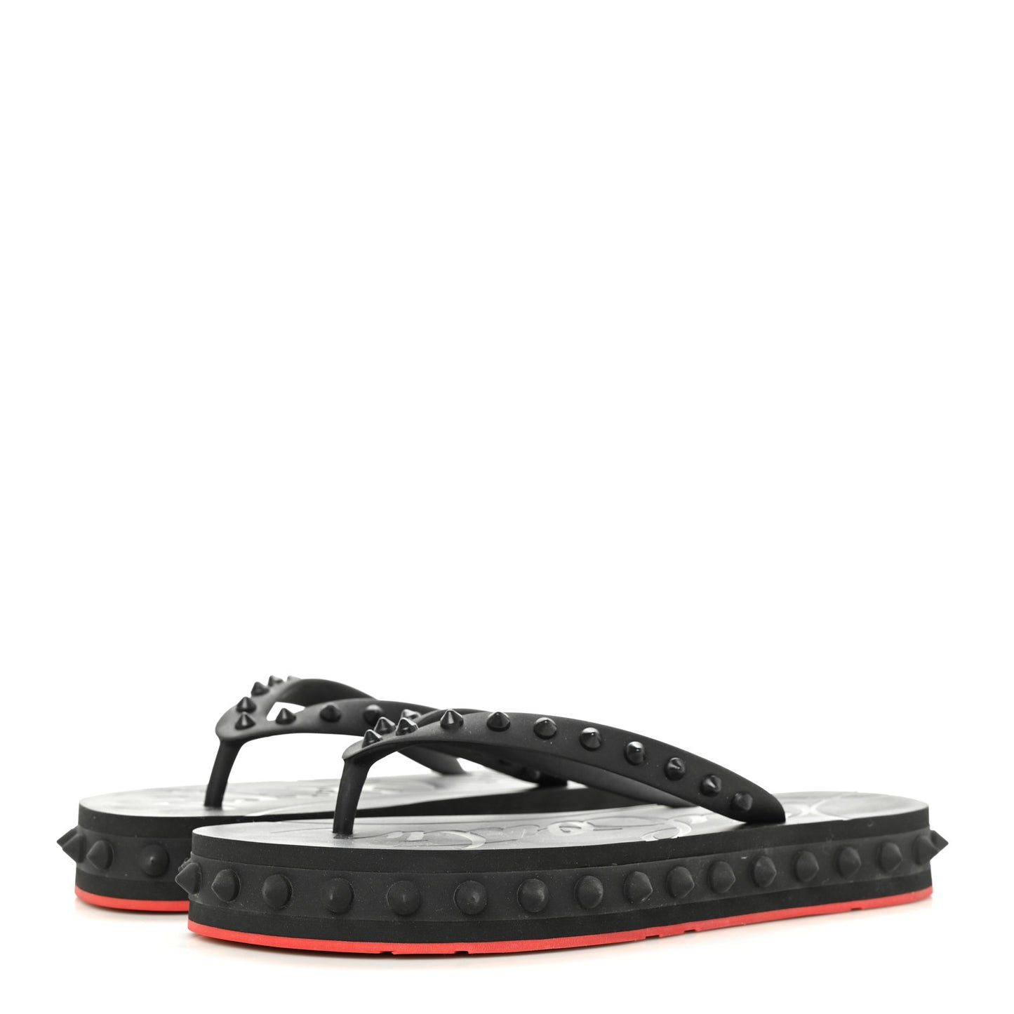 Rubber Spike Loubi Flip Flip Platform Sandals 39 Black