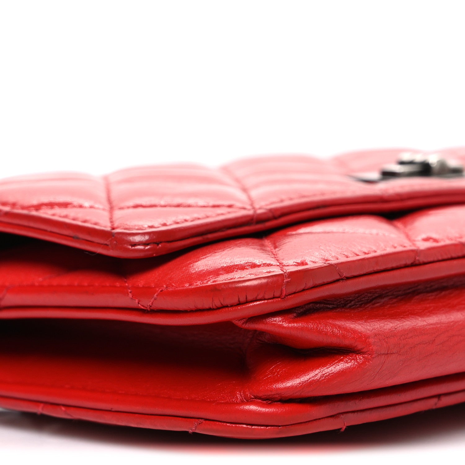 Chanel Glazed Calfskin Quilted Reissue Wallet On Chain WOC Red 10 of 12