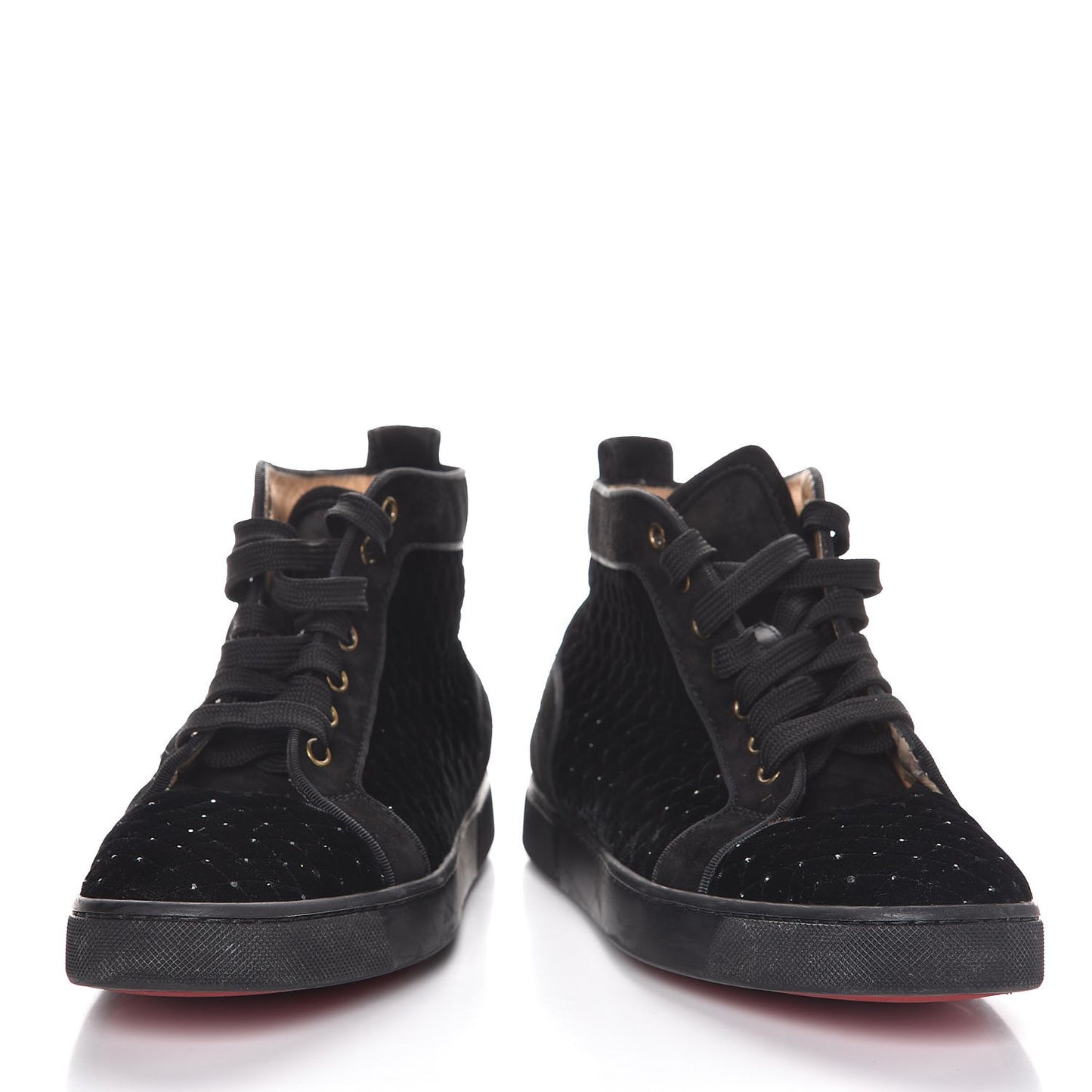 Suede Velvet Jeweled Flat Sneakers 38.5 Black