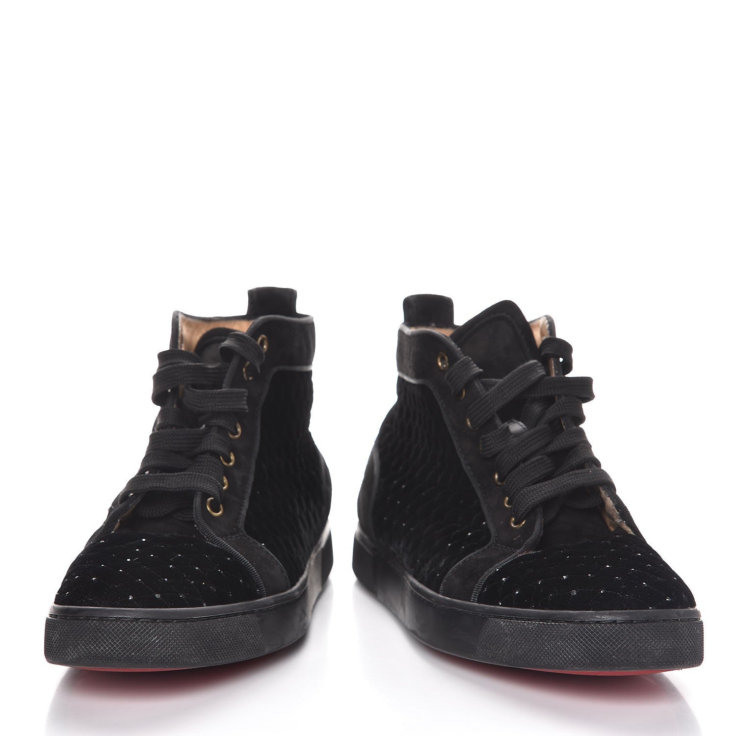 Christian Louboutin Suede Velvet Jeweled Flat Sneakers 38.5 Black 6 of 12
