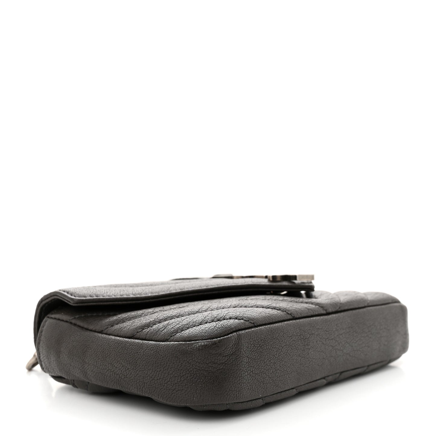 Sheepskin Matelasse Chevron Monogram College Chain Wallet Coal