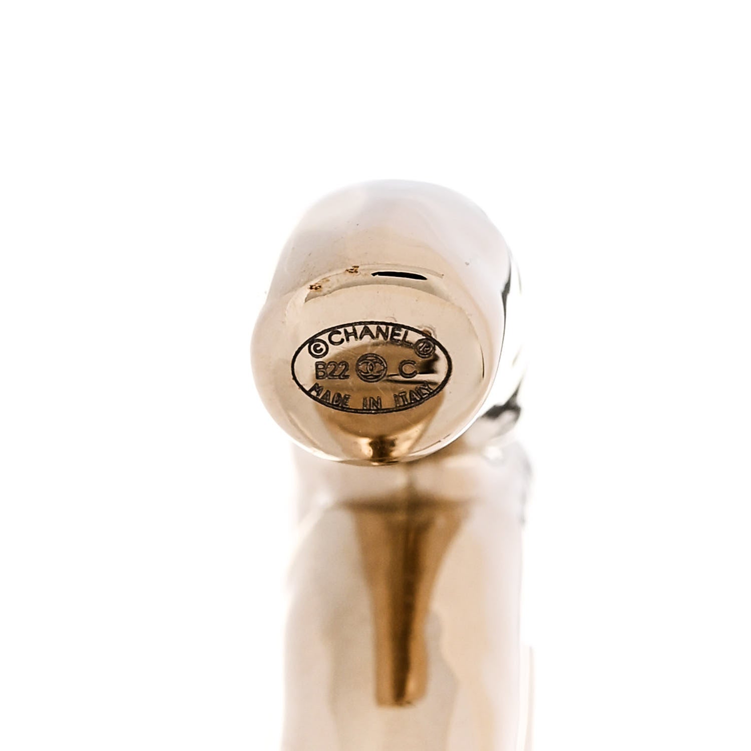Chanel Metal Large CC Earrings Light Gold 4 of 4