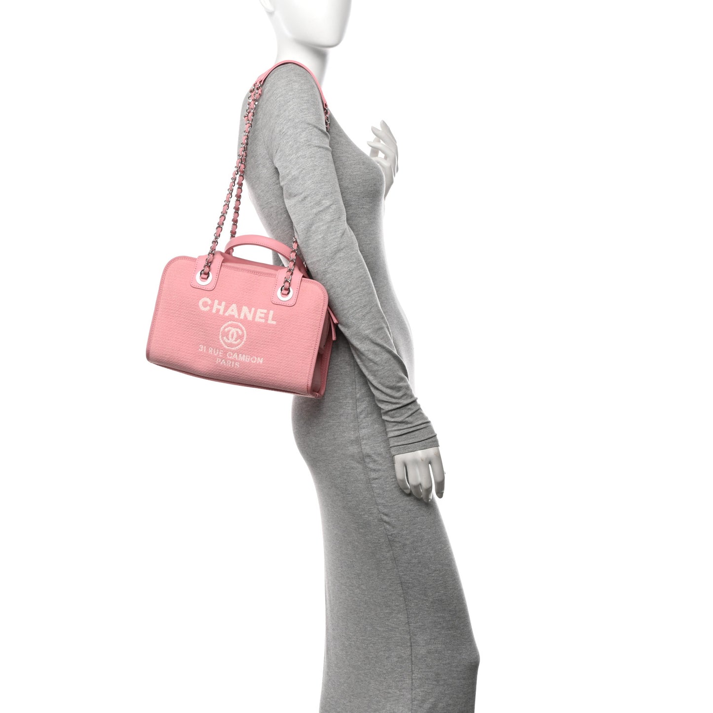 Canvas Deauville Small Bowling Bag Pink